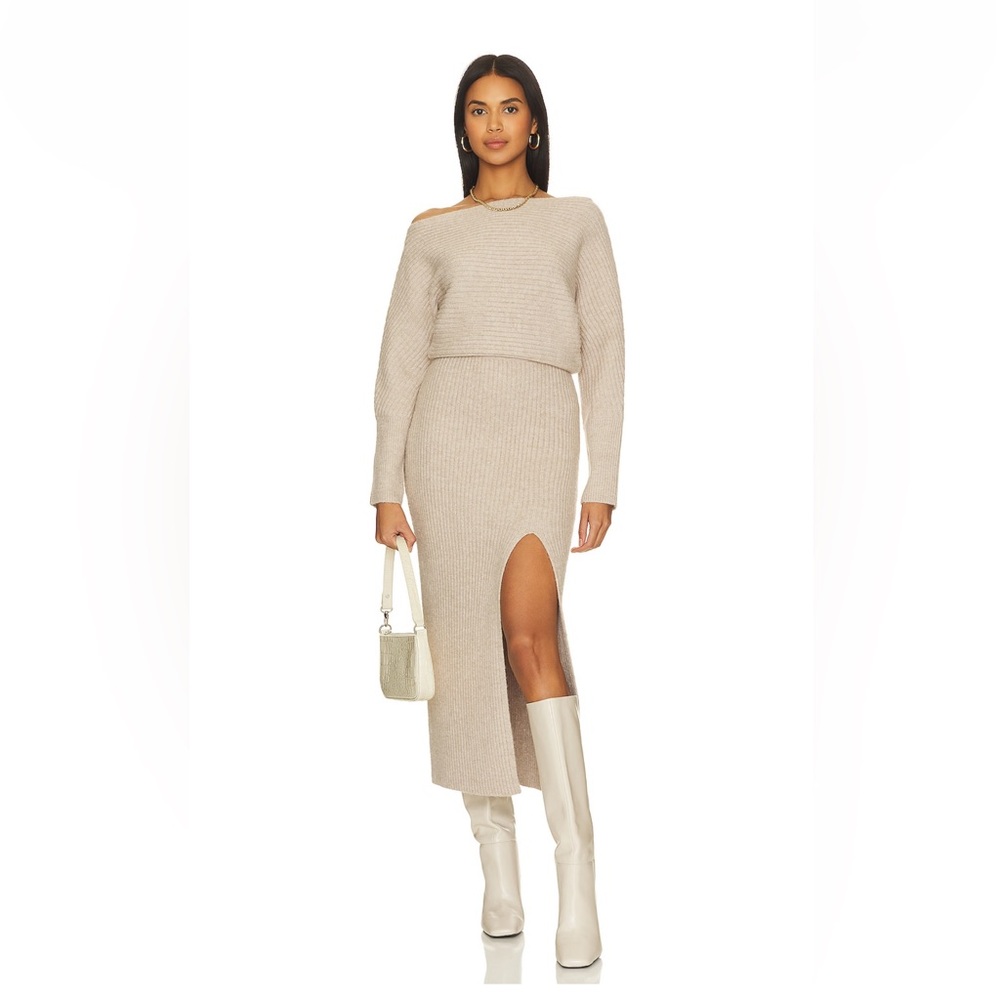 Revolve Alta Sweater Dress, Oatmeal, Size Small (Line & Dot) NEW